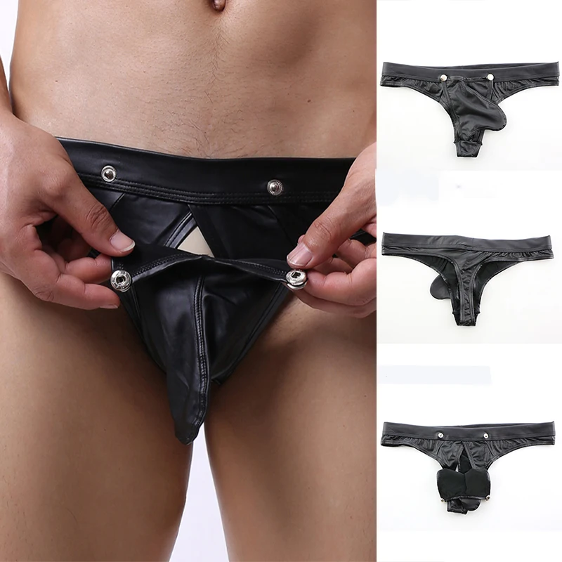 2023 Mens Sexy Faux Leather Sexy Briefs Low Rise Thongs Open Pouch Bag Underwear Clubwear Mid Waist Open Back Male Panties Cool
2023 Mens Sexy Faux Leather Sexy Briefs Low Rise Thongs Open Pouch Bag Underwear Clubwear Mid Waist Open Back Male Panties Cool