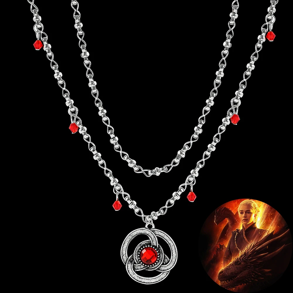 Princess Rhaenyra Targaryen Red Stone Pendant Necklace Classic American Drama House of the Dragon Necklaces Vintage Jewelry 
Princess Rhaenyra Targaryen Red Stone Pendant Necklace Classic American Drama House of the Dragon Necklaces Vintage Jewelry