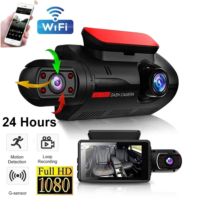 

2 Lens Car DVR HD Dashcam Dual Camera HD inside Front Rear Video Recorder DVRs Recorders Dash Cam Auto Wide Angle Night Vision