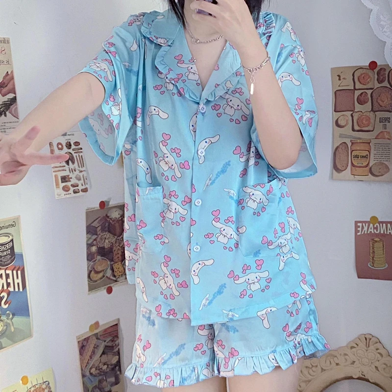 Fan Sweet Summer Cute Cartoon Girl Pajamas Sexy Short-Sleeved Shorts Worn Outside Home Clothes Comfortable Fungus Lace Underwear
Fan Sweet Summer Cute Cartoon Girl Pajamas Sexy Short-Sleeved Shorts Worn Outside Home Clothes Comfortable Fungus Lace Underwear