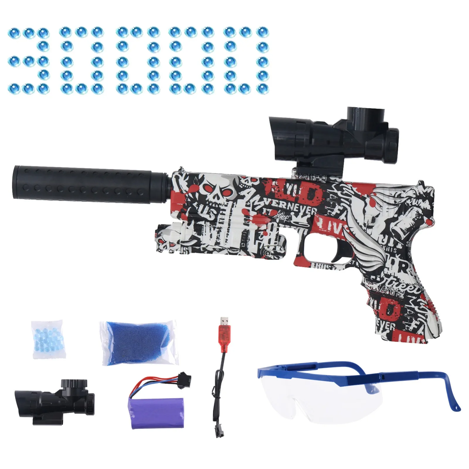 Gel Ball Blasted Guns Graffiti Automatic Pistol Gel Ball Blaster Electric Splatrball Gun Burst Pistol With 30000 Hydrogel Balls
Gel Ball Blasted Guns Graffiti Automatic Pistol Gel Ball Blaster Electric Splatrball Gun Burst Pistol With 30000 Hydrogel Balls