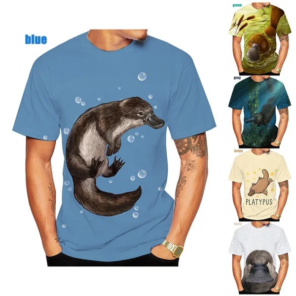 New platypus cartoon funny 3D printing men and women T-shirt short sleeve size XS-4XL
New platypus cartoon funny 3D printing men and women T-shirt short sleeve size XS-4XL