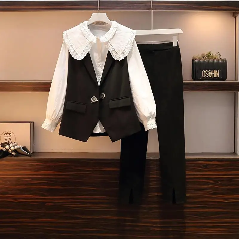 Женский элегантный брючный костюм размера плюс 4XL, Блейзер, рубашка, топ и брюки, комплект из двух предметов, одежда для работы, Офисная черна... 
Женский элегантный брючный костюм размера плюс 4XL, Блейзер, рубашка, топ и брюки, комплект из двух предметов, одежда для работы, Офисная черна...