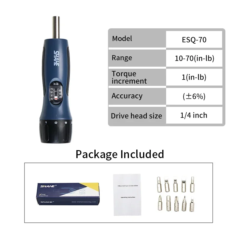 SHAHE Динамометрическая отвертка 10-70 In-lb
SHAHE Динамометрическая отвертка 10-70 In-lb