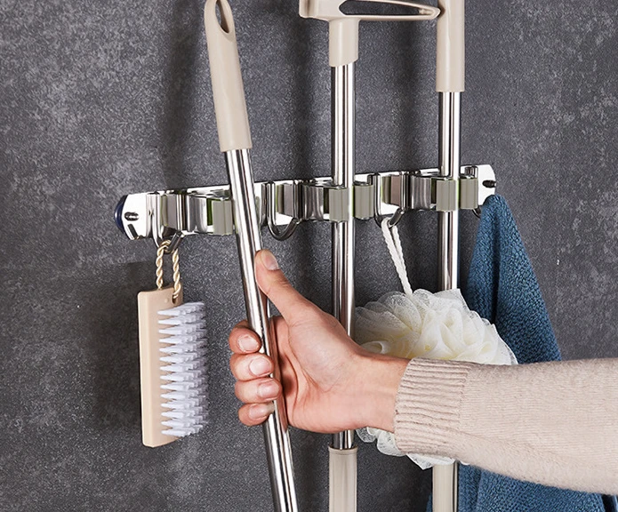 Mop and Broom Holder Heavy Duty Mop Hanger Wall Mounted Stainless Steel Organizer for Broom Holders Home Laundry Bathroom 
Mop and Broom Holder Heavy Duty Mop Hanger Wall Mounted Stainless Steel Organizer for Broom Holders Home Laundry Bathroom