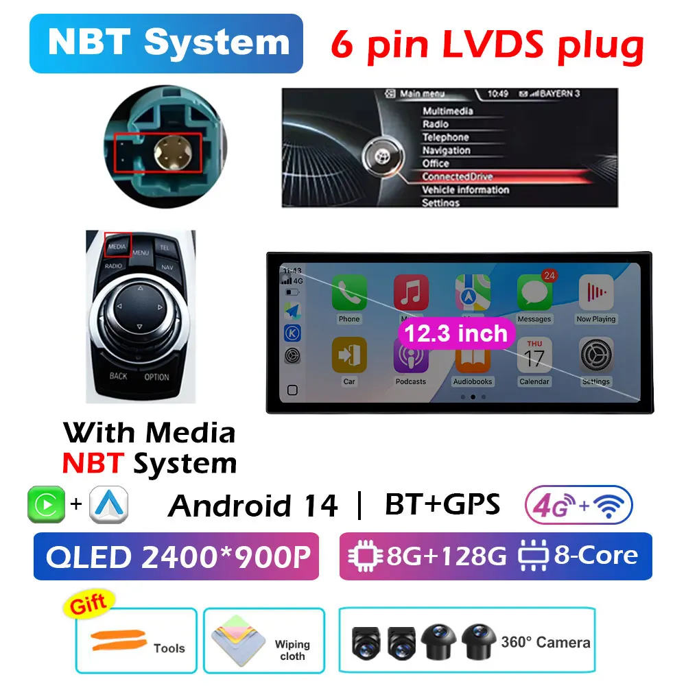 Для BMW 5 SERIES F10 F11 2011 2012 2013 2014 2015-2017 Carplay Android 14 CIC/NBT Система GPS Автомобильный мультимедийный плеер Автоинструменты
Для BMW 5 SERIES F10 F11 2011 2012 2013 2014 2015-2017 Carplay Android 14 CIC/NBT Система GPS Автомобильный мультимедийный плеер Автоинструменты