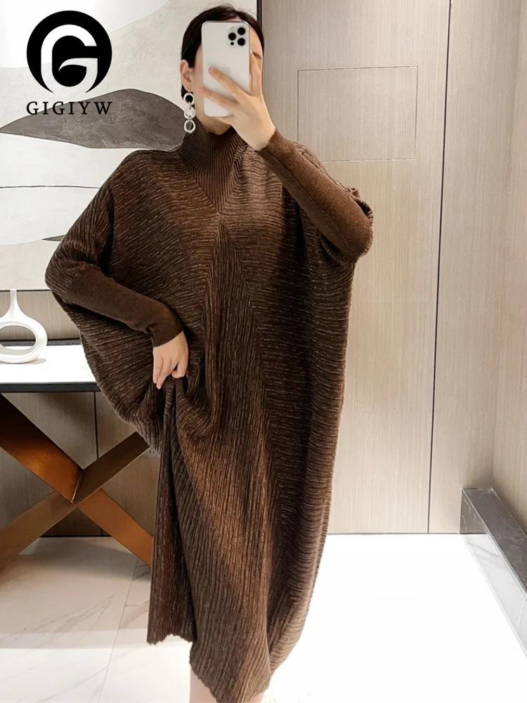 GIGIYW Retro Striped Women Winter Sweater Pullover Loose Knitted Simple Brown Long Sleeve Turtleneck Midi Dress 2022 New ZZ263
GIGIYW Retro Striped Women Winter Sweater Pullover Loose Knitted Simple Brown Long Sleeve Turtleneck Midi Dress 2022 New ZZ263