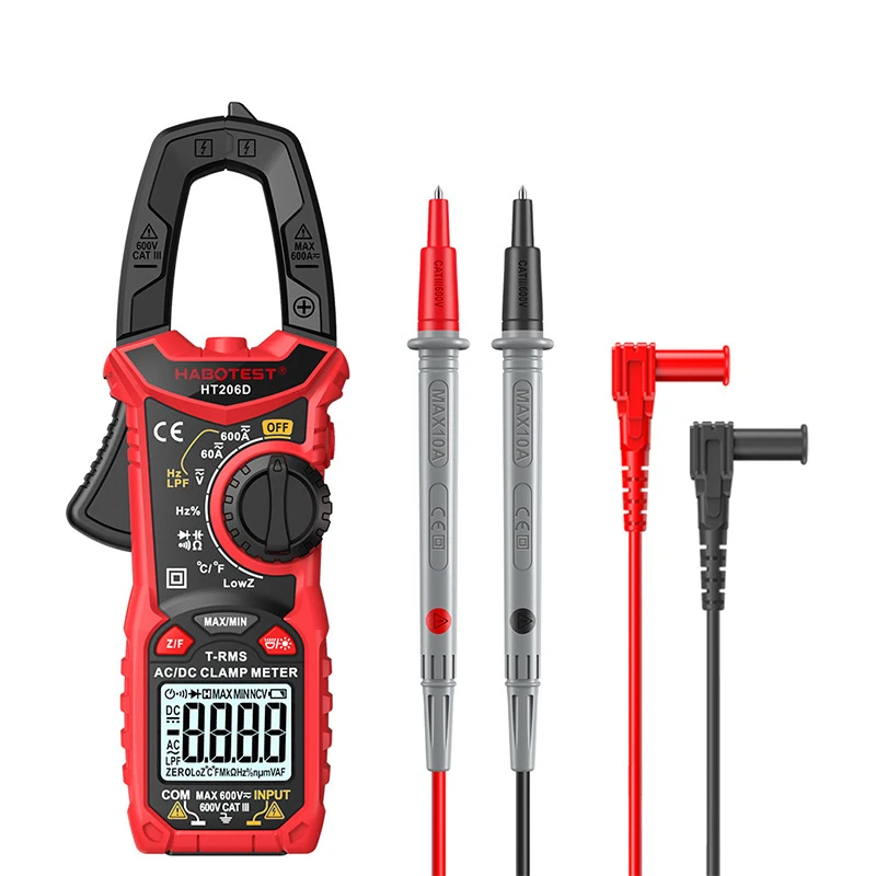 K50 HT206D/HT208D Digital Clamp Meter AC Current Two-color Backlight True RMS Capacitance Temperature NCV Voltage Tester
K50 HT206D/HT208D Digital Clamp Meter AC Current Two-color Backlight True RMS Capacitance Temperature NCV Voltage Tester