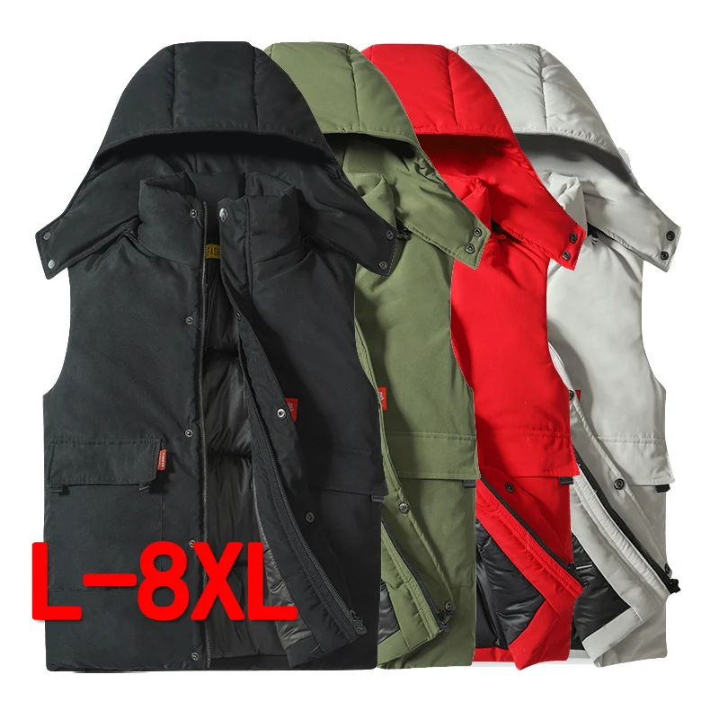 Winter Solid Fleece Warm Hooded Sleeveless Jacket Men Vest Plus Size 6XL 7XL 8XL Men's Puffer Vest Red Black Green Waistcoat Men
Winter Solid Fleece Warm Hooded Sleeveless Jacket Men Vest Plus Size 6XL 7XL 8XL Men's Puffer Vest Red Black Green Waistcoat Men