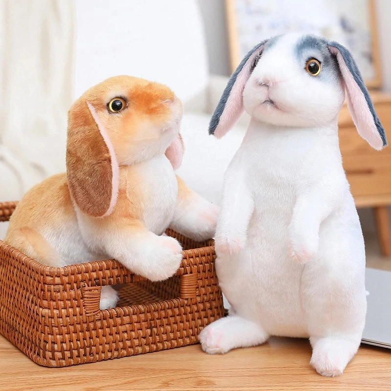 

Simulation Soft Lop Eared Rabbit Realistic Soft Cuddly Bunny Toys Stuffed Animal Plush Rabbit Toy Room Decoration for Kids Gift