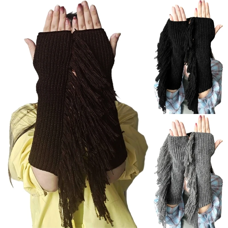 652F Girls Elbow Length Crochet Gloves Half Finger Keep Warm Mittens with Tassels Decor Mittens for Women Winter Supplies
652F Girls Elbow Length Crochet Gloves Half Finger Keep Warm Mittens with Tassels Decor Mittens for Women Winter Supplies