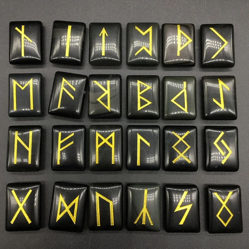 25Pcs Black Obsidian Rune Stones Set with Engraved Elder Futhark Alphabet Crystal Meditation Divination Art Witchcraft
25Pcs Black Obsidian Rune Stones Set with Engraved Elder Futhark Alphabet Crystal Meditation Divination Art Witchcraft