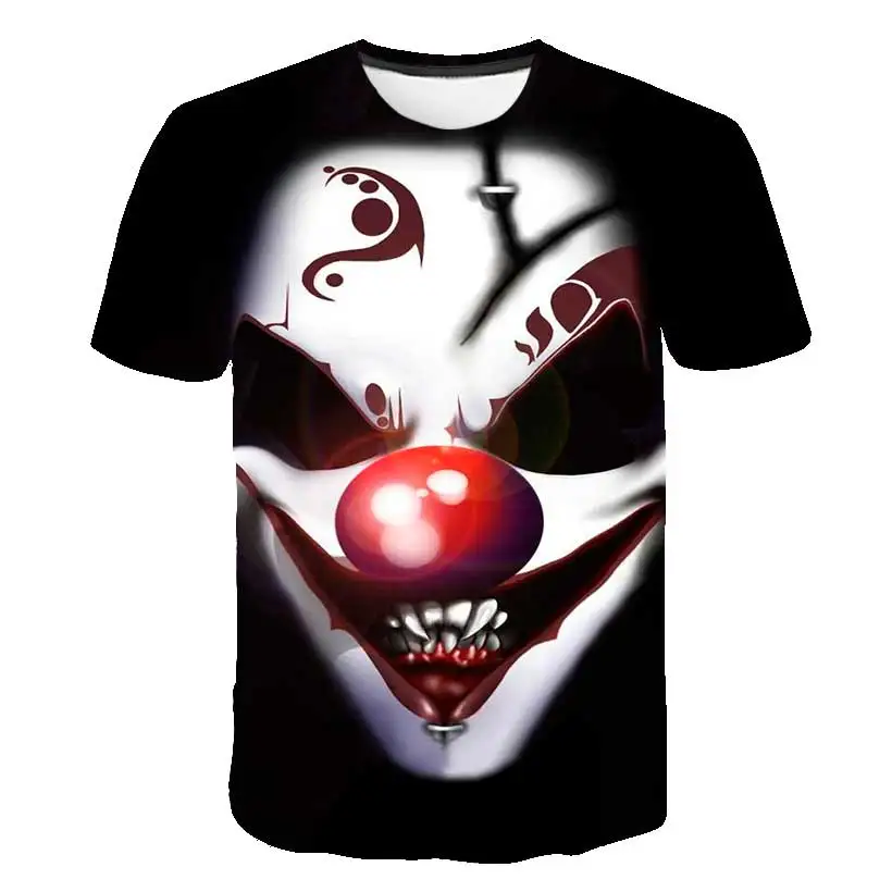 Fashion summer hot sale 3D printing evil clown pattern super cool boys and girls 4T-14T street personality wild T-shirt
Fashion summer hot sale 3D printing evil clown pattern super cool boys and girls 4T-14T street personality wild T-shirt