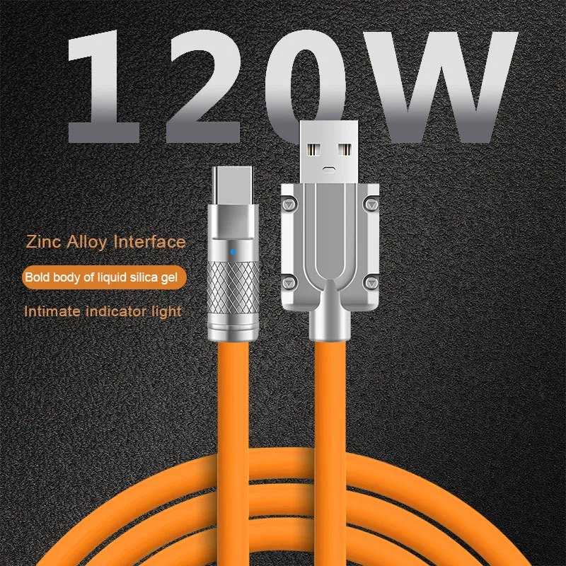 120W 6A Super Fast Charging Liquid Silicone Cable Type-C Data Cable For iPhone Xiaomi Huawei Samsung Zinc USB Bold Data Line 1m
120W 6A Super Fast Charging Liquid Silicone Cable Type-C Data Cable For iPhone Xiaomi Huawei Samsung Zinc USB Bold Data Line 1m