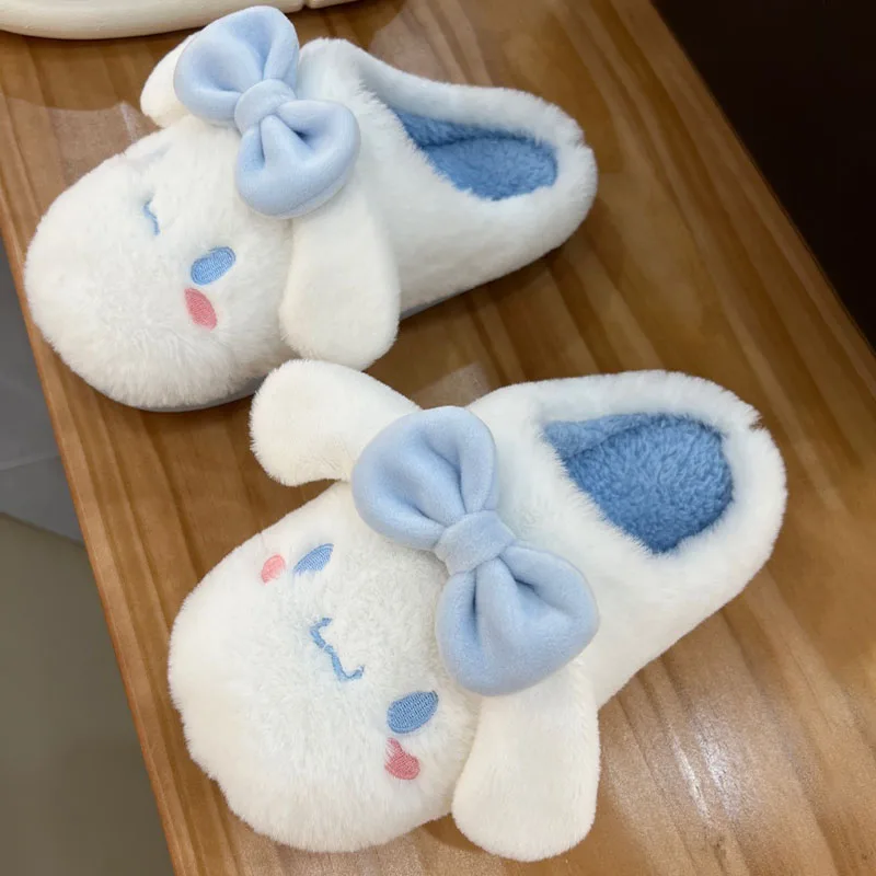 

Sanrio Cinnamoroll Kawaii осень-зима хлопчатобумажные новые тапочки Девочка Сердце Милая мультяшная собака Ins девочка общежитие плюшевые Тапочки