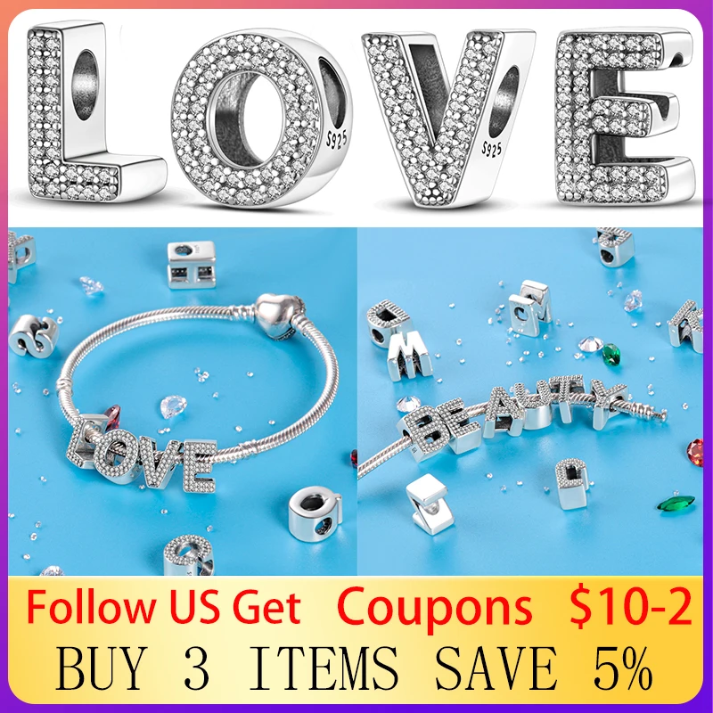 2022 New 925 Sterling Silver 26 Letter Charms and Beads for Original 3mm Pandora Bracelets and Bracelets Women's Jewelry
2022 New 925 Sterling Silver 26 Letter Charms and Beads for Original 3mm Pandora Bracelets and Bracelets Women's Jewelry