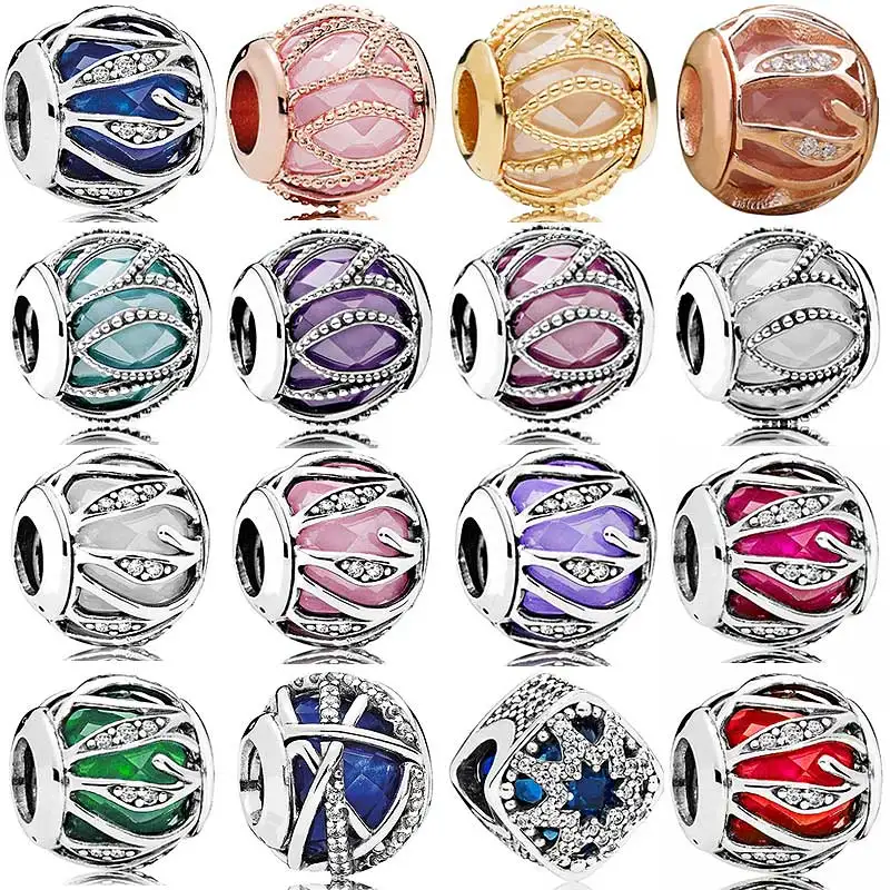 

New 925 Sterling Silver Charm Nature Intertwining Radiance Star Galaxy Glacial Beauty Beads Fit Pandora Bracelet DIY Jewelry