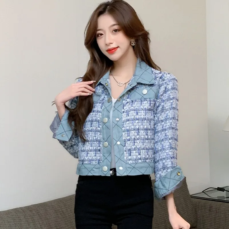 Women's Checkered Small Fragrance Coat Women's Autumn Winter Korean Turn Down Collar Long Sleeved Short Jackets Outerwear
Women's Checkered Small Fragrance Coat Women's Autumn Winter Korean Turn Down Collar Long Sleeved Short Jackets Outerwear