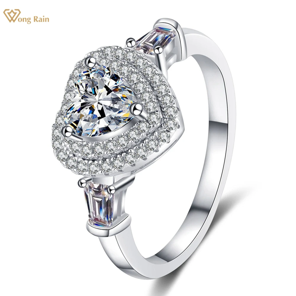 

Wong Rain 925 пробы Серебряное 6,5 мм Сердце настоящий Муассанит VVS1 алмазное GRA обручальное кольцо для женщин ювелирное изделие Подарок на годовщину