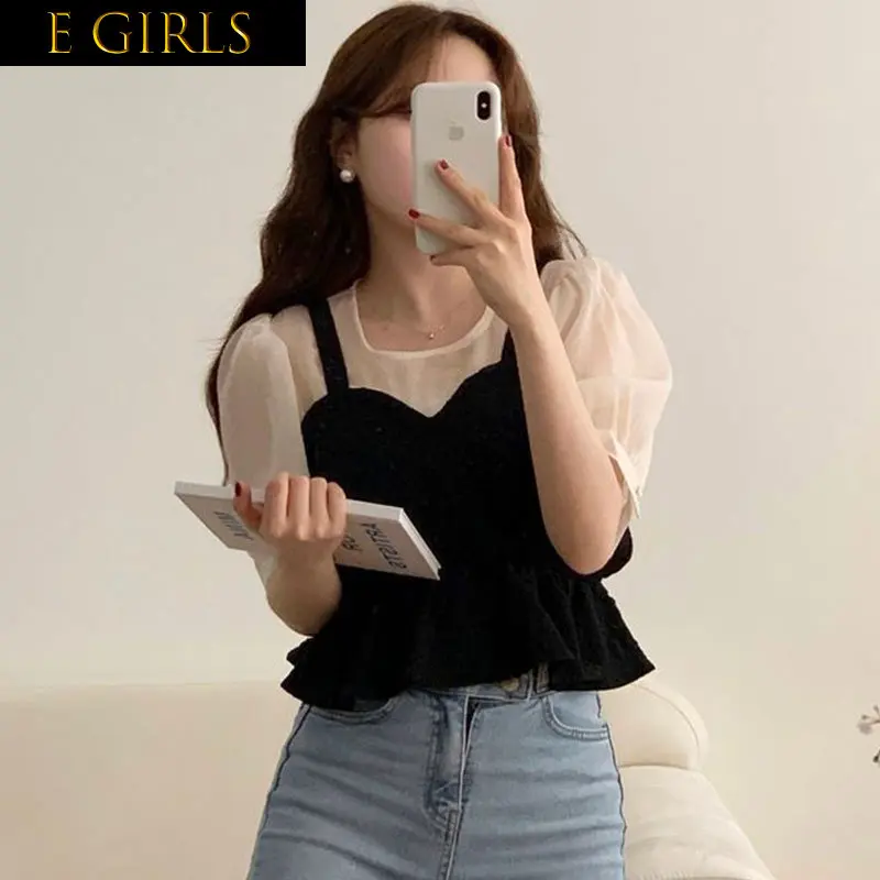 E GIRLS Vintage Elegant Square Neck Puff Sleeve Blouse Women Fake Two Piece Patchwork Woman Shirts Korean Chic Spring Summer Blu
E GIRLS Vintage Elegant Square Neck Puff Sleeve Blouse Women Fake Two Piece Patchwork Woman Shirts Korean Chic Spring Summer Blu