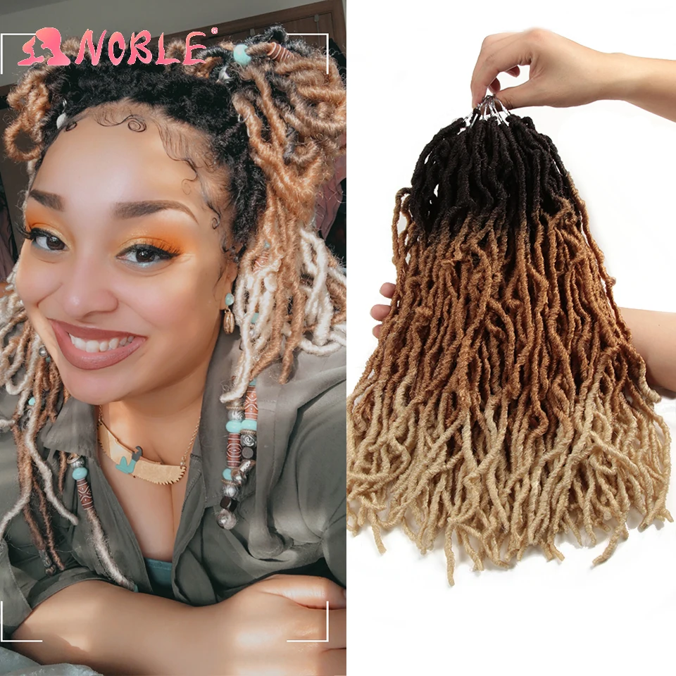 

Noble Star Curly Faux Locs Crochet Hair Extensions 14 18 Inch Ombre Blonde Synthetic Braids Crochet Braid Hair for Braiding