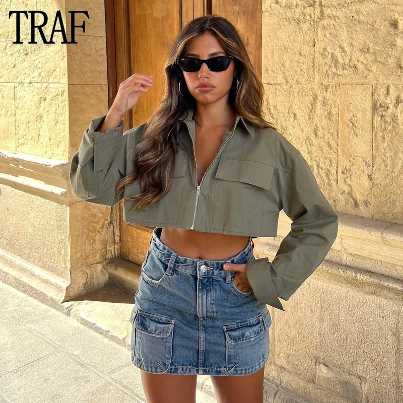 TRAF 2023 Cropped Shirts for Women Zip Cargo Shirt Woman Long Sleeve Shirts and Blouses Women Loose Collared Women's Shirts
TRAF 2023 Cropped Shirts for Women Zip Cargo Shirt Woman Long Sleeve Shirts and Blouses Women Loose Collared Women's Shirts