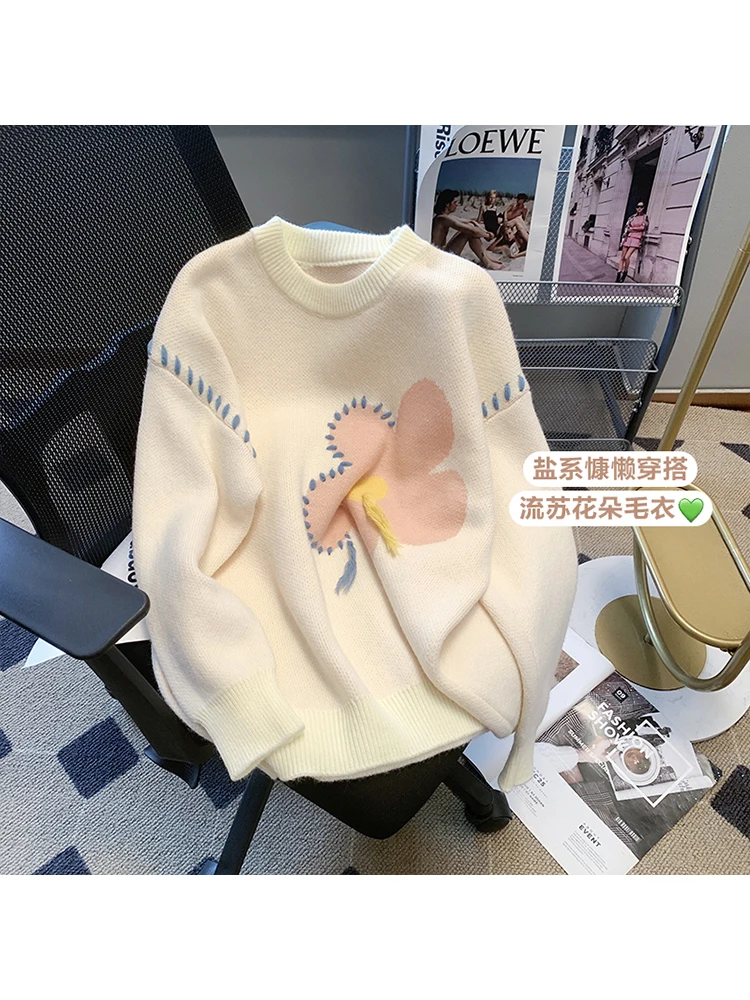 Flower Knittted Sweaters Women's Pullovers Autumn Korean Fashion Loose Long Sleeve Top Female Oversized Sweater Jumper Ins Trend
Flower Knittted Sweaters Women's Pullovers Autumn Korean Fashion Loose Long Sleeve Top Female Oversized Sweater Jumper Ins Trend