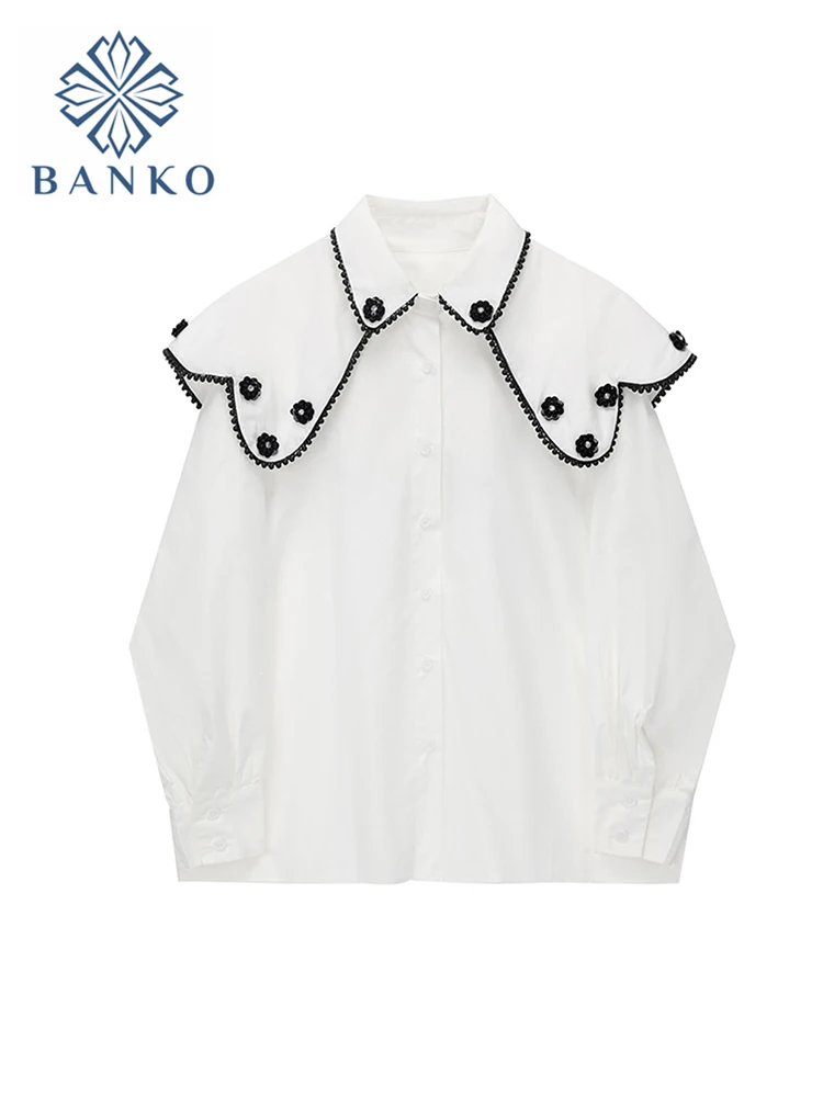 Spring French Woman Blouse Vintage Peter Pan Collar Solid Long Sleeve Single Breasted Shirt Oversize Fashion Harajuku Top Female
Spring French Woman Blouse Vintage Peter Pan Collar Solid Long Sleeve Single Breasted Shirt Oversize Fashion Harajuku Top Female