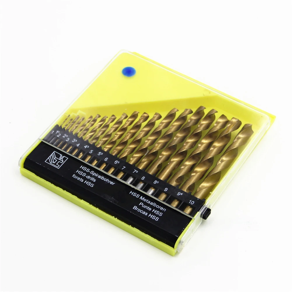 19pcs HSS Twist Drill Bits Straight Round Shank 1/1.5/2/2.5/3/3.5/4/4.5/5/5.5/6/6.5/7/7.5/8/8.5/9/9.5/10 Mm For Drilling Metals
19pcs HSS Twist Drill Bits Straight Round Shank 1/1.5/2/2.5/3/3.5/4/4.5/5/5.5/6/6.5/7/7.5/8/8.5/9/9.5/10 Mm For Drilling Metals