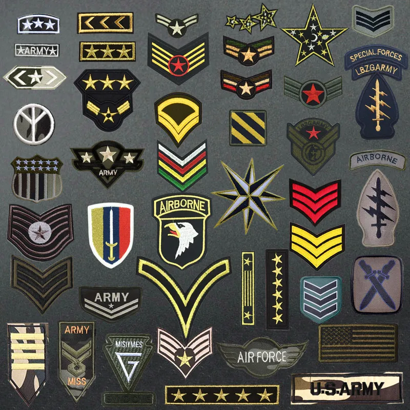 Army Rank Iron on Patches Embroidery Military Patch for Clothing Special Airborne Air Force Applique Stripes Clothes Sticker DIY
Army Rank Iron on Patches Embroidery Military Patch for Clothing Special Airborne Air Force Applique Stripes Clothes Sticker DIY