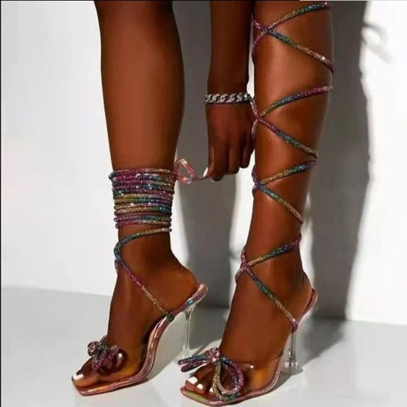 Sandals High Heels Stiletto Transparent Woman Roman Gladiator Fashion Rhinestones Shiny Strappy Designer Stripper Pole Dance2022
Sandals High Heels Stiletto Transparent Woman Roman Gladiator Fashion Rhinestones Shiny Strappy Designer Stripper Pole Dance2022