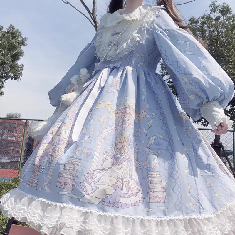 Japanese Sweet Kawaii Blue Lolita Long Sleeve Dress Fairy Dress Lolita Kawaii Sweet Lolita White Lolita Dress Harujuku Dress
Japanese Sweet Kawaii Blue Lolita Long Sleeve Dress Fairy Dress Lolita Kawaii Sweet Lolita White Lolita Dress Harujuku Dress