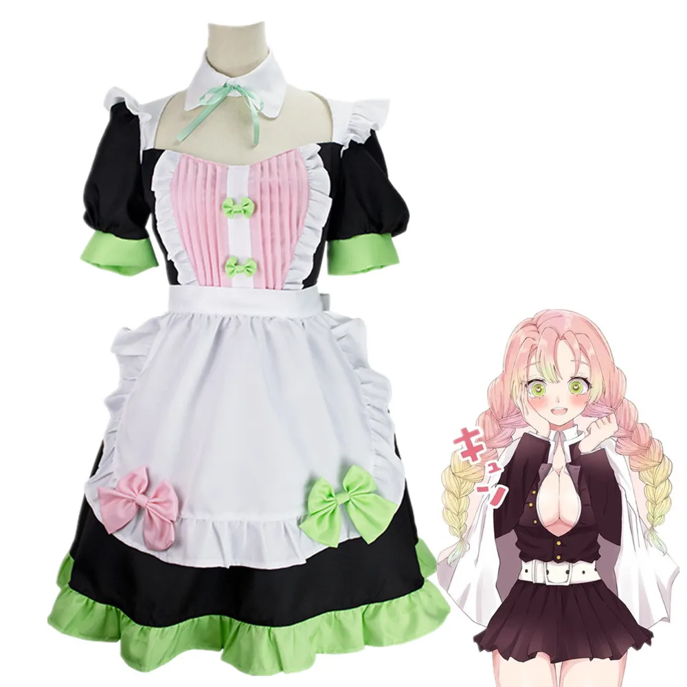 Anime Demon Slayer Cosplay Costume Kanroji Mitsuri Women Maid Lolita Dress JK Uniform Halloween Party Dresses 
Anime Demon Slayer Cosplay Costume Kanroji Mitsuri Women Maid Lolita Dress JK Uniform Halloween Party Dresses