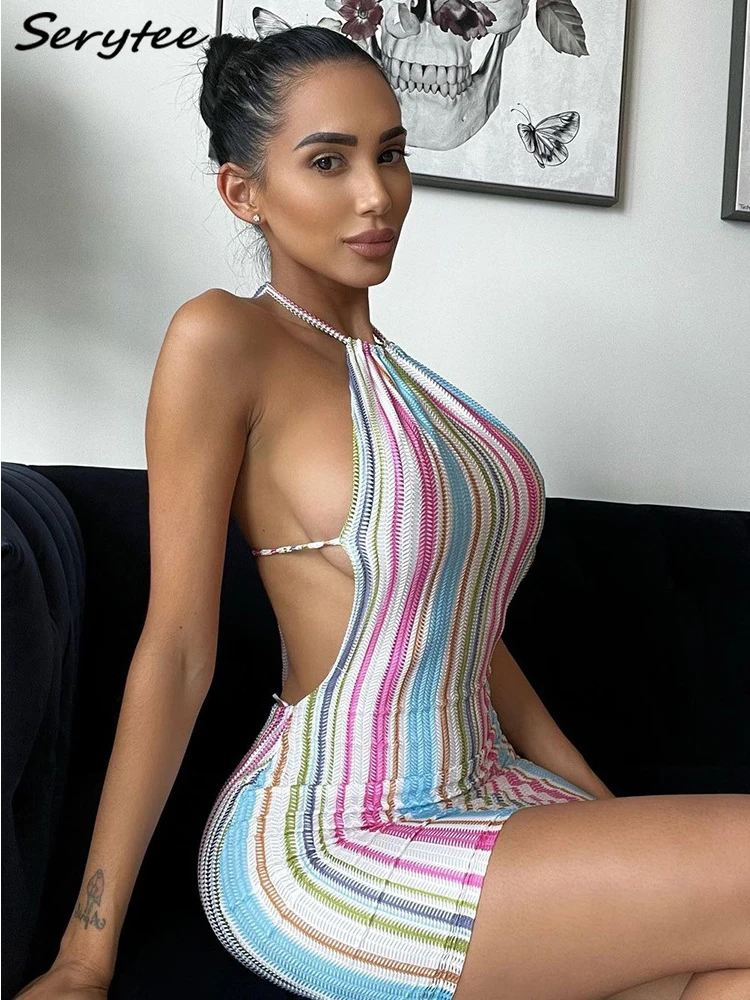 Serytee Sexy Backless Striped Bodycon Mini Dress For Women 2022 Off Shoulder Sleeveless Lace Up Bandage Dress Clubwear
Serytee Sexy Backless Striped Bodycon Mini Dress For Women 2022 Off Shoulder Sleeveless Lace Up Bandage Dress Clubwear