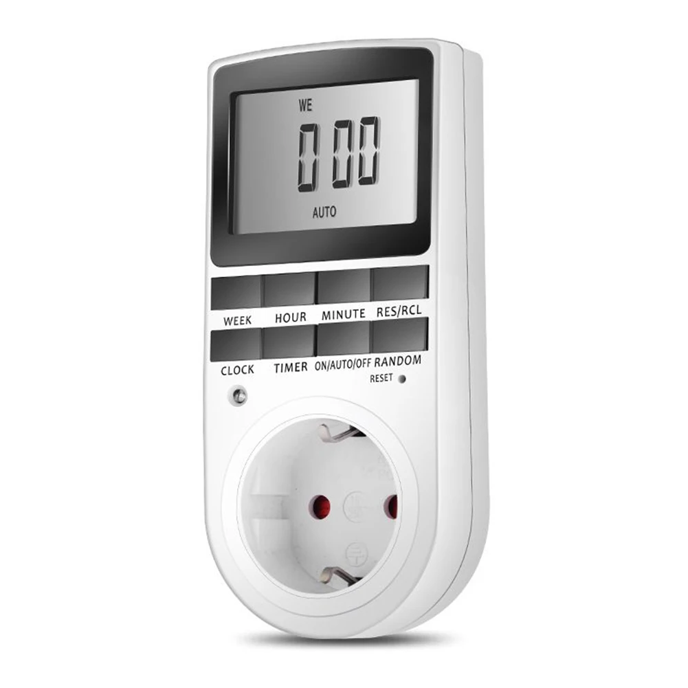 Electronic Digital Timer Socket Weekly Programmable LCD Timer EU Plug Outlet Electric Appliance Watering System Timing Tools
Electronic Digital Timer Socket Weekly Programmable LCD Timer EU Plug Outlet Electric Appliance Watering System Timing Tools