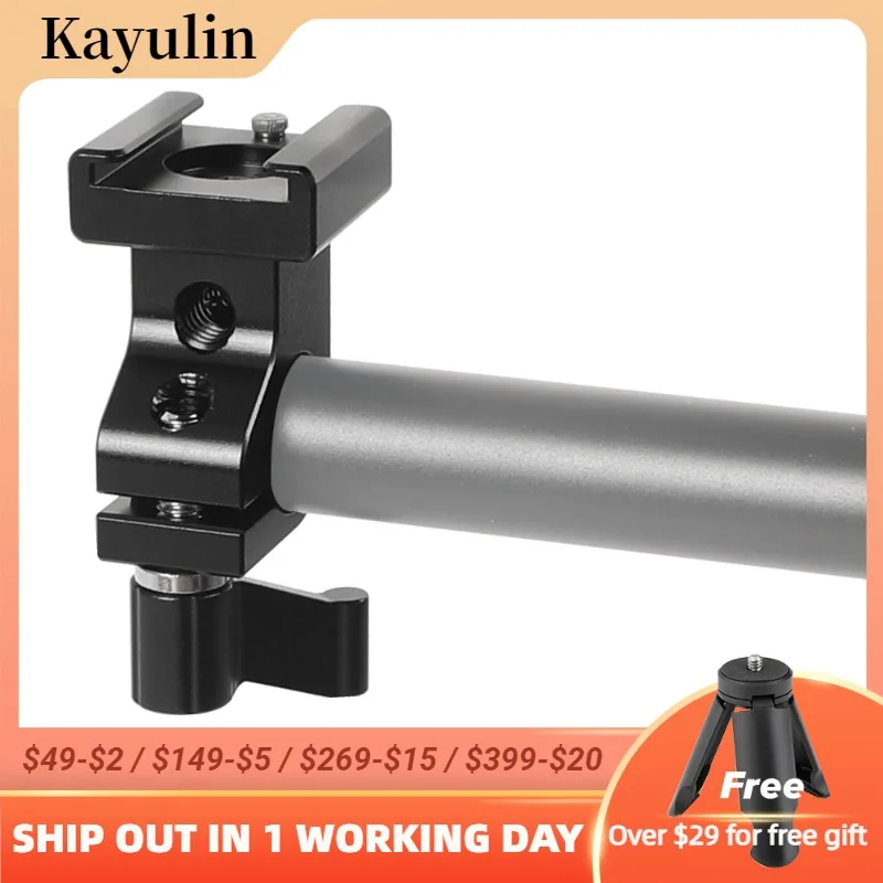 

Kayulin Single 15mm Rod Clamp with Cold Shoe Black Wingnut 15mm Rod Rail /Extension Magic Arm /Microphone Shoe Mount