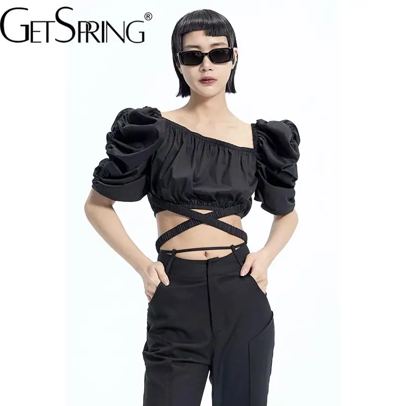 Getspring женская рубашка с вырезом лодочкой, черная блузка, топы с пышными рукавами, асимметричные сексуальные короткие бандажные Топы для жен...
Getspring женская рубашка с вырезом лодочкой, черная блузка, топы с пышными рукавами, асимметричные сексуальные короткие бандажные Топы для жен...
