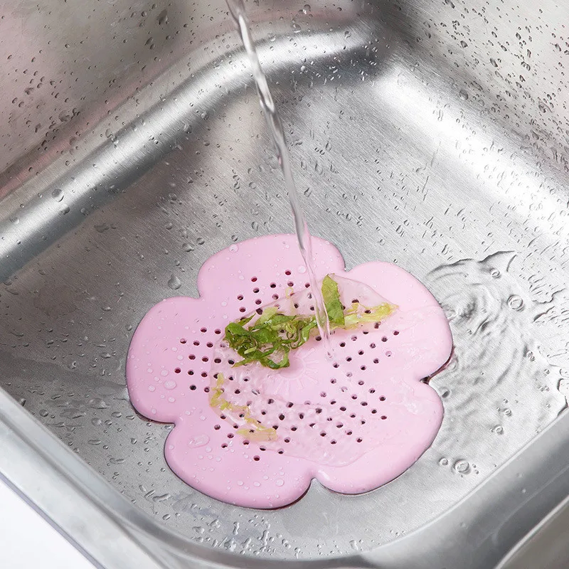 

Flower Silicone 1 Pcs Kitchen Sink Strainer Shower Drain Hair Trap Hair Catcher Bath Tub Protector Drain Cover for Floor Laundry