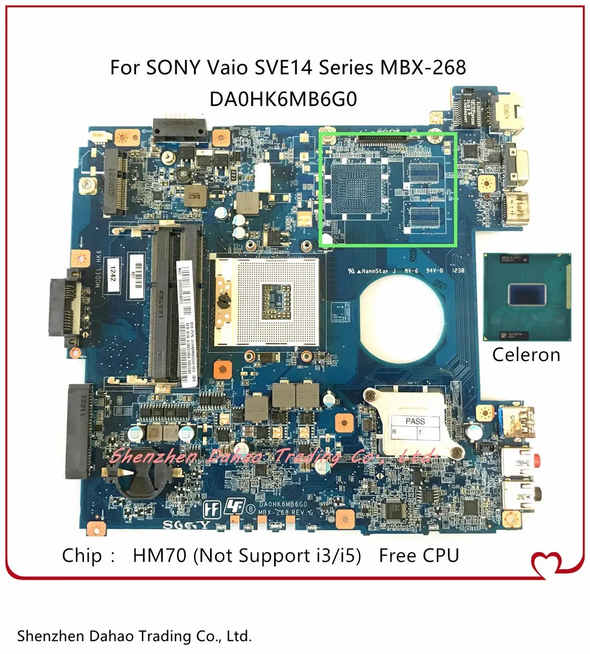 A1883845A DA0HK6MB6G0 HK6 Mainboard For Sony SVE14 SVE141 SVE141D11N MBX-268 Laptop Motherboard With HM70 Chip 100% Fully Tested
A1883845A DA0HK6MB6G0 HK6 Mainboard For Sony SVE14 SVE141 SVE141D11N MBX-268 Laptop Motherboard With HM70 Chip 100% Fully Tested