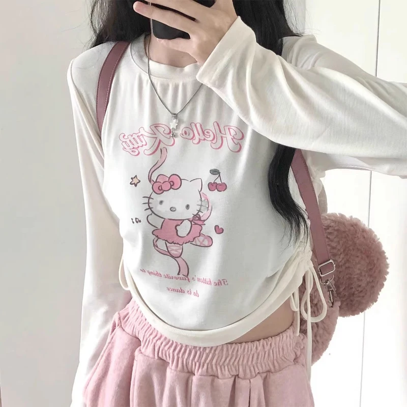 Sanrio Hello Kitty Cute Slim Bottom Shirt Pochacco Cartoon Print Long Sleeve T-Shirt Fall and Winter Sexy Neckless Sweatshirt
Sanrio Hello Kitty Cute Slim Bottom Shirt Pochacco Cartoon Print Long Sleeve T-Shirt Fall and Winter Sexy Neckless Sweatshirt