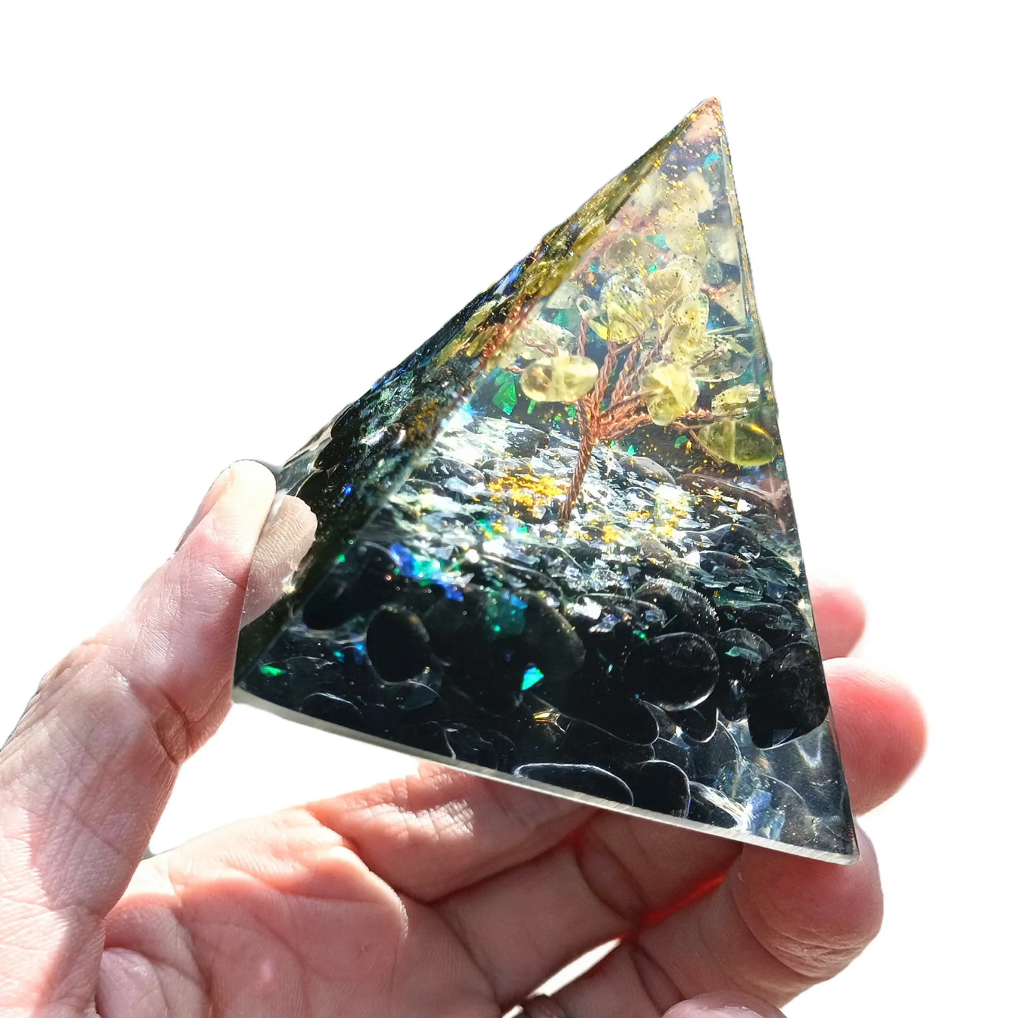 Tree Orgonite Pyramid Peridot with Obsidian Crystal Stone Copper Coil Orgone Pyramide Reiki Energy Meditation Tool 6CM
Tree Orgonite Pyramid Peridot with Obsidian Crystal Stone Copper Coil Orgone Pyramide Reiki Energy Meditation Tool 6CM