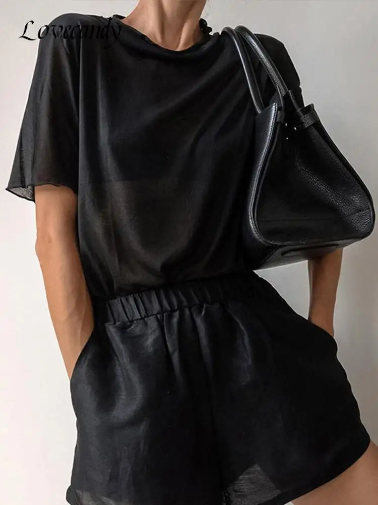 Spring Summer New Women Solid T-shirt 2023 Female Casual O-neck Short Sleeve Thin See Through Tees Ladies Chic Black Tops 
Spring Summer New Women Solid T-shirt 2023 Female Casual O-neck Short Sleeve Thin See Through Tees Ladies Chic Black Tops