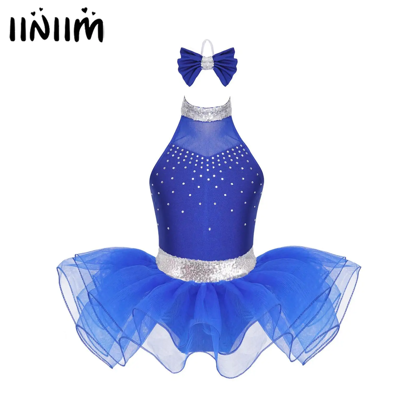 Kids Girls Dance Clothing Sleeveless Round Neckline Sequins Rhinestone Decor Tutu Mesh Dress with Bowknot Headband Dancewear
Kids Girls Dance Clothing Sleeveless Round Neckline Sequins Rhinestone Decor Tutu Mesh Dress with Bowknot Headband Dancewear