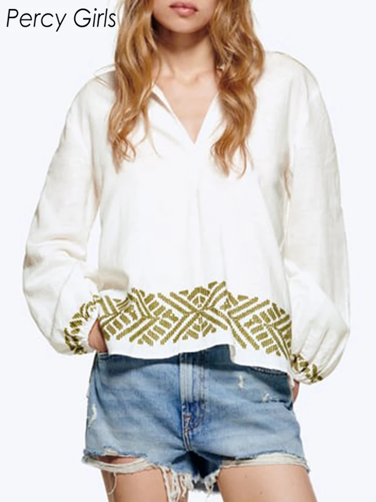 Женский пуловер с вышивкой Za, повседневные блузки с V-образным вырезом и длинным рукавом, уличные топы, лето 2022 
Женский пуловер с вышивкой Za, повседневные блузки с V-образным вырезом и длинным рукавом, уличные топы, лето 2022