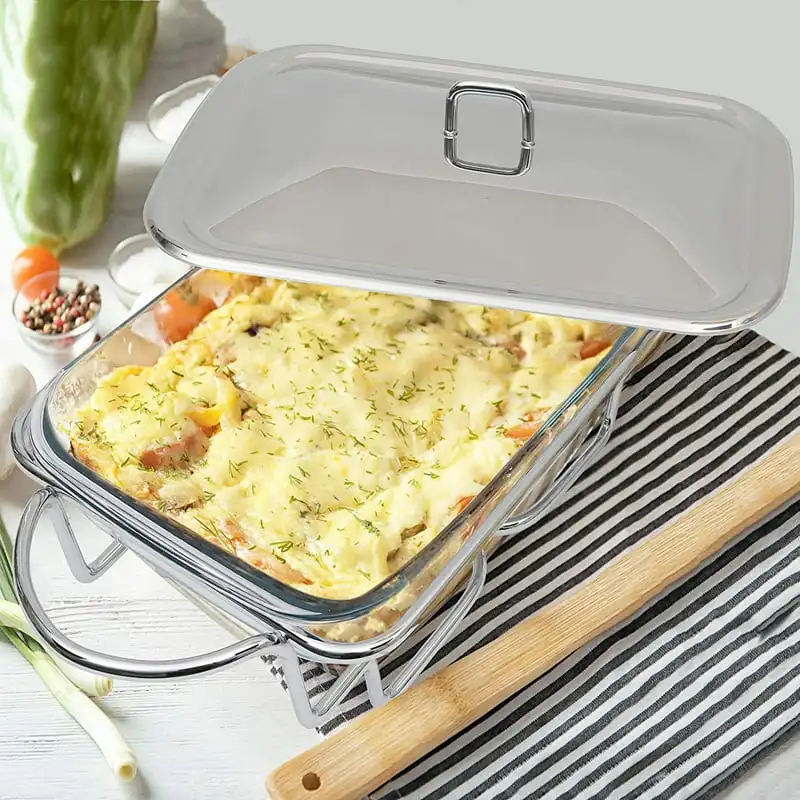 Dish Buffet Set Warming Tray with Lid Stainless Steel Buffet Server and Oven Safe Glass 3-Quart
Dish Buffet Set Warming Tray with Lid Stainless Steel Buffet Server and Oven Safe Glass 3-Quart