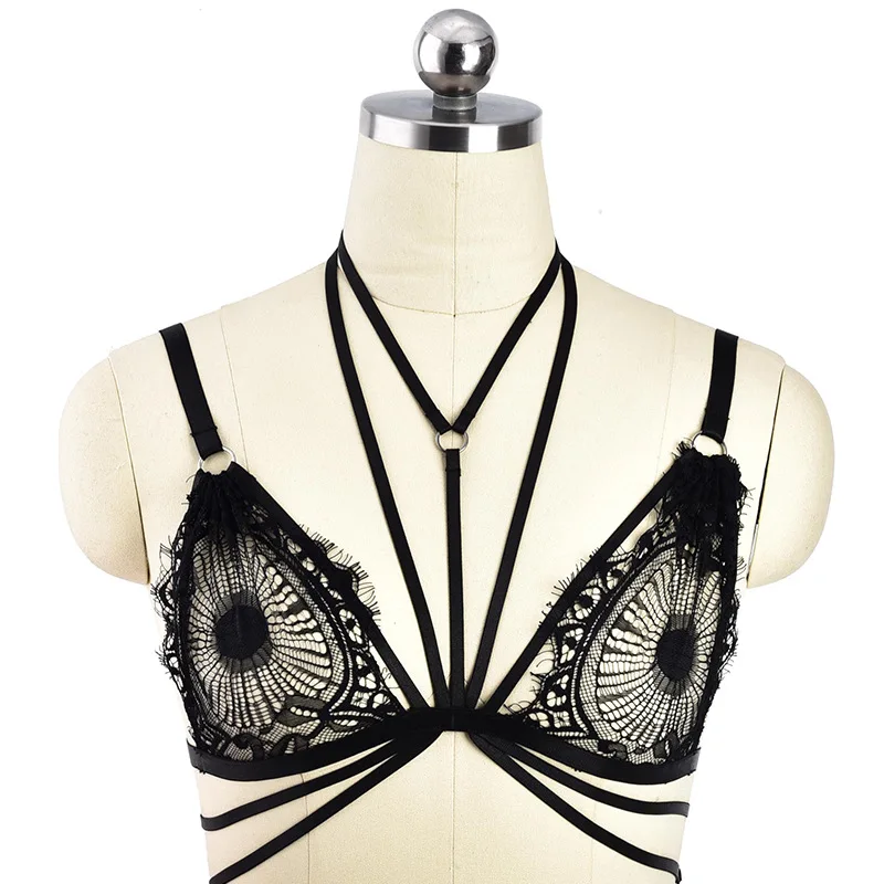 Бондажное нижнее белье, женский бюстгальтер-портупея, Фетиш-клетка, бюстгальтер, эротический ремень для подвязки с дырками