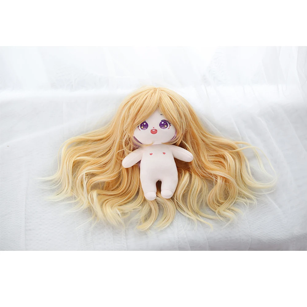 

AICKER New Arrival BJD Doll Synthetic Wig Long Curly Golden Wavy With Bangs For Kpop 20CM Cotton Doll Heat Resistant Fiber