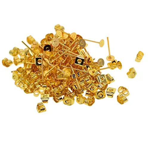 100Pairs 4mm Round Flat Stud Earring Posts with - Golden earrings diy accessories
100Pairs 4mm Round Flat Stud Earring Posts with - Golden earrings diy accessories