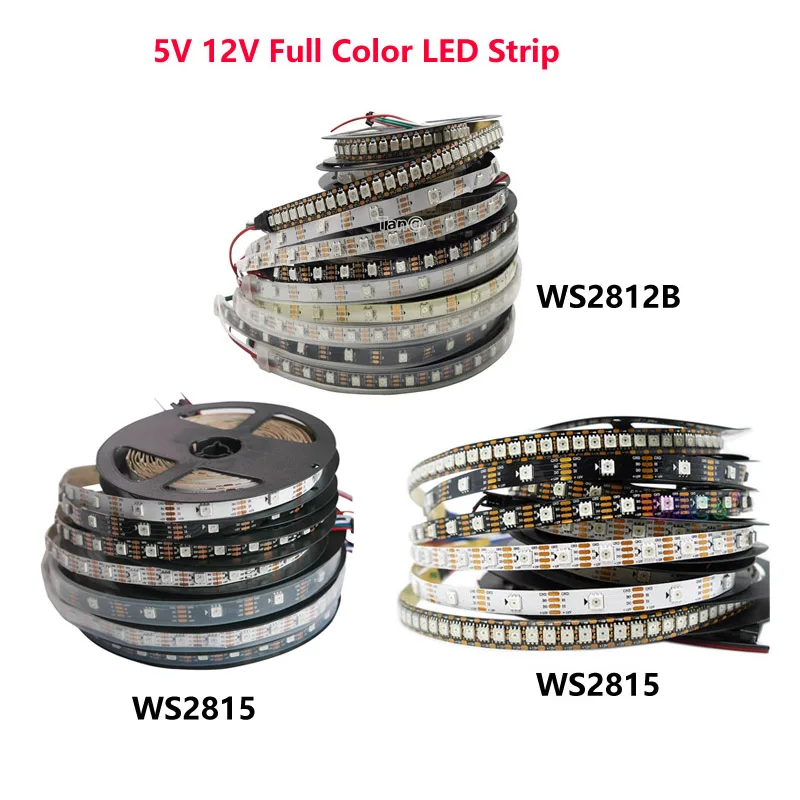

DC 5V 12V WS2812B/WS2813/WS2815 RGB LED Strip WS2811 IC 5050 LED Bar Individually Addressable 30/60/144pixels/Leds/m Light Tape