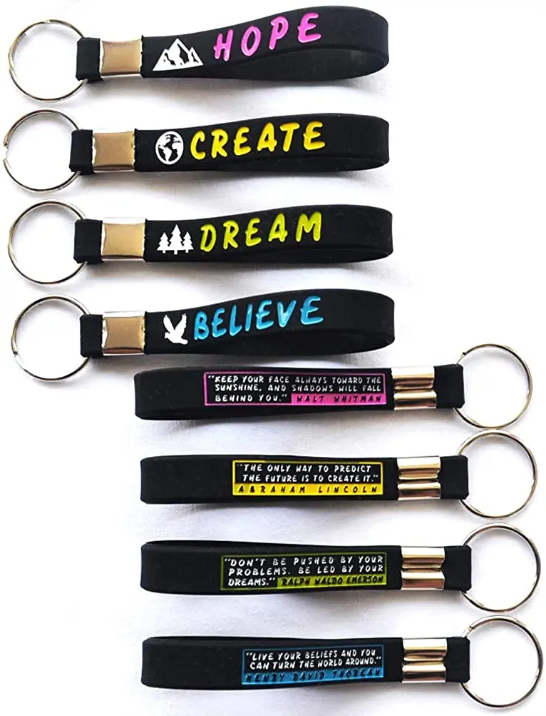 

(12-Pack) Inspirational Quote Keychains- Motivational Key Chains Party Favors, Backpack Accessories, Gifts